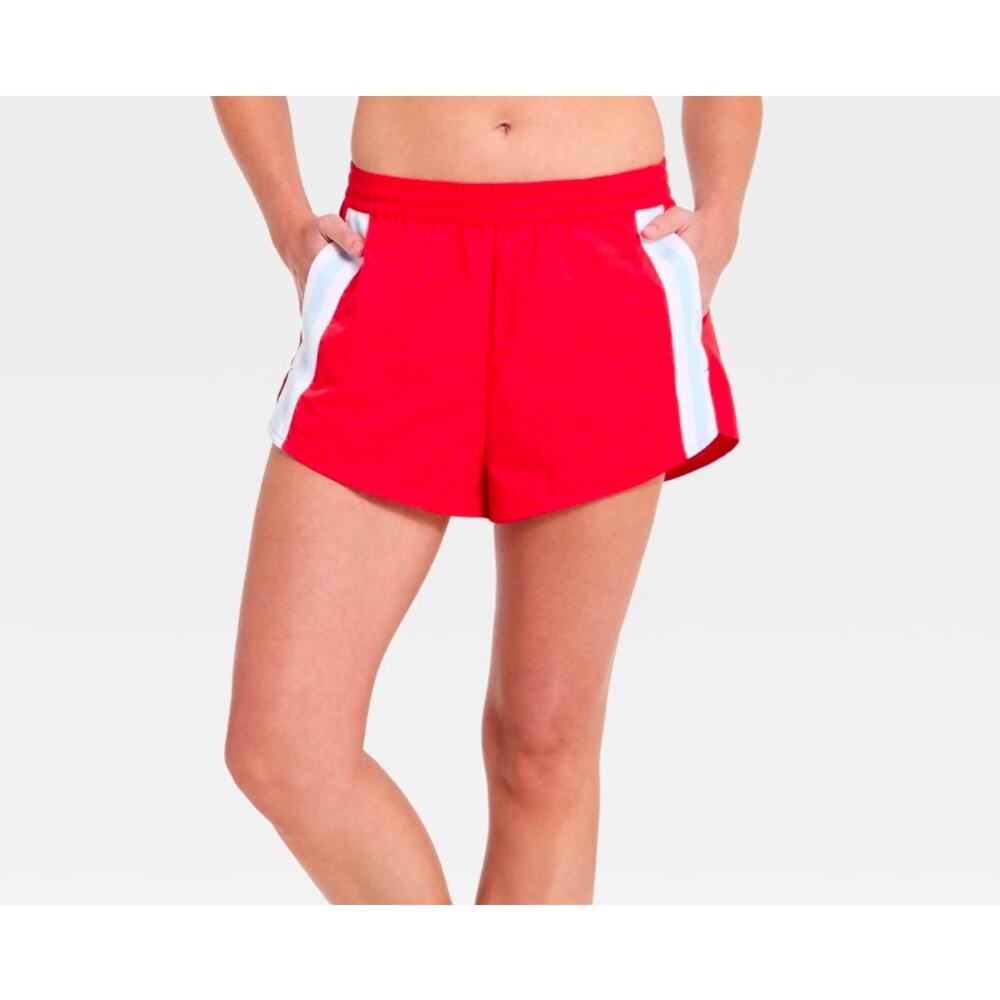 JoyLab Red Contrast Trim Woven Shorts Medium